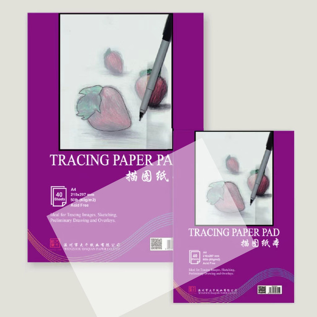 Secolorart 38lb 60gsm Vellum Art Paper 40 Sheets Translucent Tracing Paper Pad for Drawing and Tracing