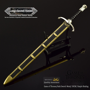 Terre du Milieu 30CM <span class=keywords><strong>Game</strong></span> <span class=keywords><strong>of</strong></span> <span class=keywords><strong>Thrones</strong></span> Longclaw Épée Full-Metal Damas Motif Réplique avec Gaine Collection Cosplay Prop Uncut - Product Image 5