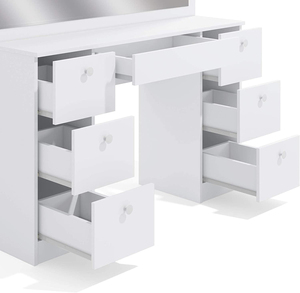 Blanc <span class=keywords><strong>pas</strong></span> <span class=keywords><strong>cher</strong></span> maquillage moderne européenne <span class=keywords><strong>6</strong></span> <span class=keywords><strong>tiroirs</strong></span> meubles de chambre à coucher avec miroir - Product Image 4