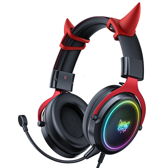 ONIKUMA New X10 Metal Gaming Headset Removable Cat Ears for PC Mobile Surround Sound RGB LED Active Noise Cancellation (ANC)