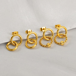 Fabricante a granel al por mayor nuevos pendientes de moda de acero inoxidable hipoalergénicos personalizados chapados en oro PVD - Product Image 4