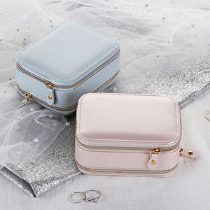 Storage Box Jewelry PU Leather Zipper Storage Box Multifunctional Travel Portable Jewelry And Jewelry Box Storage Box