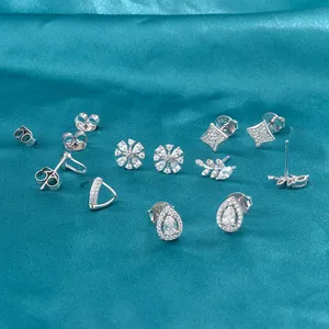 Spot 925 Sterling Silver Leaf Cubic Zirconia Women's Earrings Jewelry