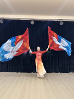 Nouveau style de drapeau de danse du ventre imprimé, accessoire de costume de performance de style streamers pour la scène