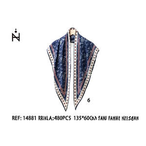 ผ้าพันคอไหมสามเหลี่ยมฟูลาเร 135x60 ซม. พิมพ์ลายดิจิตอล เครื่องประดับแฟชั่นสุดหรูสำหรับผู้หญิงทุกฤดูกาล - Product Image 3