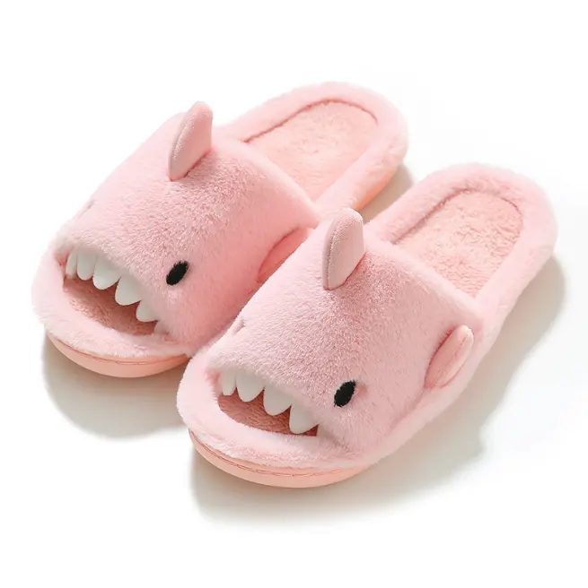 Popular Winter Cute Cartoon Shark Cotton Slippers for Women's Indoor Shoes Household Warm Couples Sandals