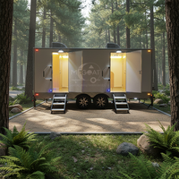Remorque de toilettes portable de luxe moderne avec installation facile, cabines privées et éclairage LED pour les chantiers de construction