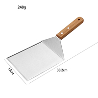 Accessoires de barbecue Manjia portables extra larges et larges, spatule à surface plane, spatule à barbecue avec manche en bois, grattoir, retourneur à pizza