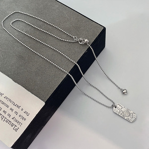 Collier pendentif en argent S925 avec inscription porte-bonheur, tendance nationale pour femme, bijou porte-bonheur, chaîne de clavicule - Product Image 1