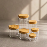 Pot en plastique PET à large ouverture, hermétique, vide, avec couvercle en PP à motif grain de bois par transfert d'eau, pour l'emballage de cosmétiques et d'aliments