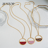 JUSTOP OEM/Venta al por Mayor, Collar con Colgante de Cadena de Eslabones Personalizado, Impermeable, de Acero Inoxidable, Chapado en Oro y Plata, Estilo Europeo y Americano
