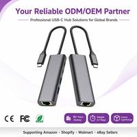 Adaptor Ethernet Hub USB 3.2 C ke RJ45 Mendukung Akses Jaringan 10/100/1000Mbps untuk Keyboard, Mouse, Kamera, PC, Ponsel