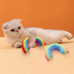 Wholesale Interactive Rainbow Shaped Plush Cat Chew Toys Comfortable Favorite <b>Pillow</b> with Mint Movement Pet Supplies - Product Image 1