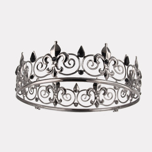 Usine En Gros <span class=keywords><strong>Pas</strong></span> <span class=keywords><strong>Cher</strong></span> Royal Roi Couronne En Alliage De Métal Strass Évider Couronne Ronde Pour Hommes Femmes Partie Boule Diadème - Product Image 2