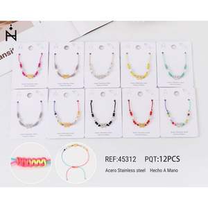 Stainless Steel Beaded <b>Bracelet</b> <b>Set</b> 12pcs Handmade Fashion Jewelry Unisex Gift Trendy Style - Product Image 1