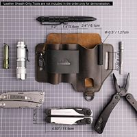 Pochette à outils en cuir véritable EDC ; Pochette à outils intégrée en cuir de vachette pour la survie en plein air ; Étui à couteau en cuir véritable