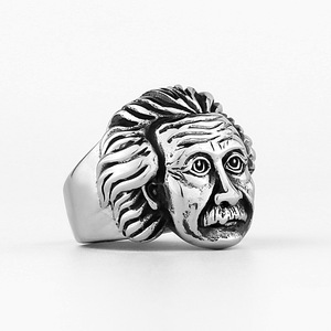 Bague en acier titane de style européen américain rétro Hip Hop bijoux tendance en acier inoxydable pour hommes et femmes pierre naturelle - Product Image 1