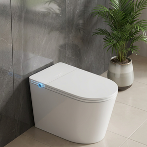 Inodoro inteligente de una pieza con sensor automático S035, bidé eléctrico de cerámica para baño, con descarga automática y sifón en P alargado. - Product Image 1