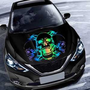 Autocollants réfléchissants en vinyle en forme de crâne JSCARLIFE, taille personnalisable, multicolores, pour capot de camion, carrosserie de voiture, côté/arrière de la fenêtre - Product Image 2