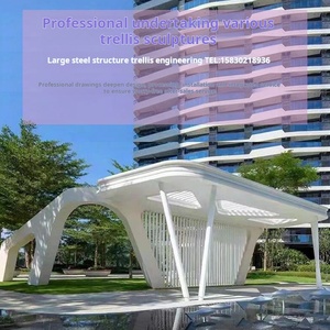 大型不锈钢门廊雕塑制造商定制景观大型树形长廊金属钢结构树叶 - Product Image 5