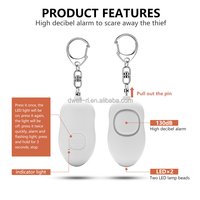 Alarme personnelle rechargeable 130DB LED porte-clés anti-attaque sirène alarme pour femmes et enfants