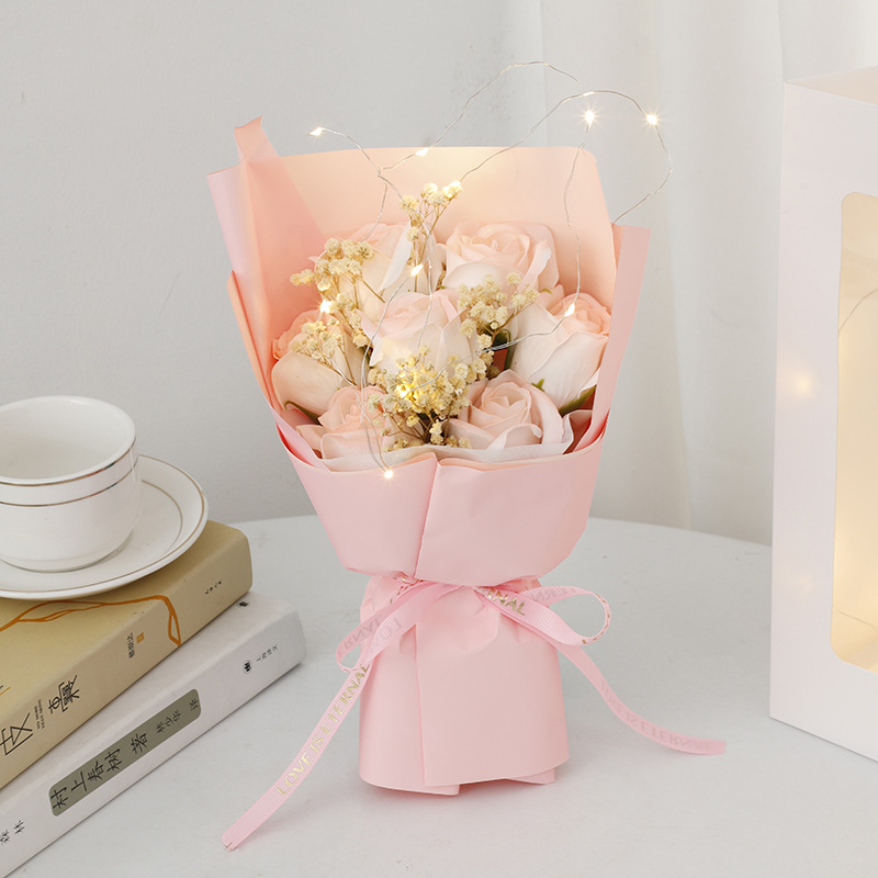 Ciel étoilé + 7 roses [fille rose] sac cadeau avec lumière