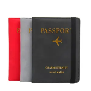 Business Passport Kreditkarten inhaber Brieftaschen Pu Leder Pass hülle mit Golds tempel Logo Multi-Card Pass halter