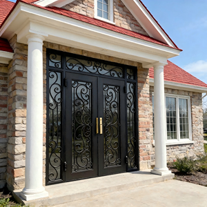 Portes <span class=keywords><strong>d</strong></span>'<span class=keywords><strong>entrée</strong></span> extérieures de sécurité en fer forgé, design classique, luxe moderne, <span class=keywords><strong>prix</strong></span> <span class=keywords><strong>d</strong></span>'usine, sur mesure pour maison et villa - Product Image 2