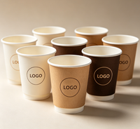 Gobelets en papier kraft à double paroi, durables, 10oz, 12oz, 16oz, très demandés - Logo personnalisé, écologiques, jetables, isolés, avec revêtement PE résistant à l'huile