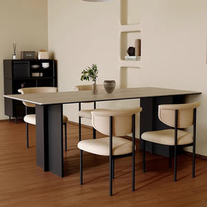 Mesa de Comedor Rectangular de Piedra Estilo Wabi Sabi, Diseño Minimalista para Comedor, Estructura Combinada Estable - Product Image 3