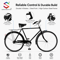 Vélo de ville rétro à une vitesse en acier haute teneur en carbone de 28 pouces avec freins V doubles et cadre roadster classique