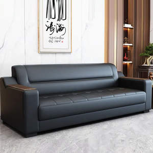 Muebles modernos de área de recepción comercial a precio asequible, conjunto de sofá Seccional de oficina ejecutiva de cuero genuino PU personalizado - Product Image 6