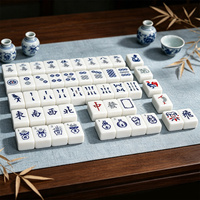 Jeu de Mahjong de Singapour 156 tuiles 42mm en porcelaine bleue et blanche avec tuiles animales et tuile Joker pour la maison, les fêtes, les voyages, ou comme cadeau