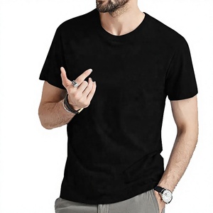 T-shirt noir oversize à manches courtes pour homme, couleur unie, col rond, tee-shirt décontracté vierge, fournisseur de vêtements en gros - Product Image 6
