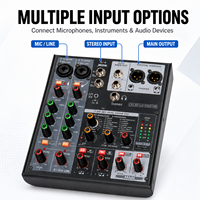 Mini-mixeur audio 4 canaux M6, interface audio USB, DSP 24 bits, Bluetooth, alimentation fantôme 48V pour studio à domicile, enregistrement et diffusion en direct