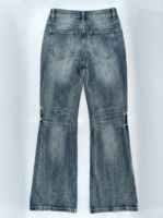 OEM ODM Vintage Taille haute Coupe large Coupe bootcut Coupe classique Bleu clair Poches utilitaires respirantes Streetwear Y2K Femme