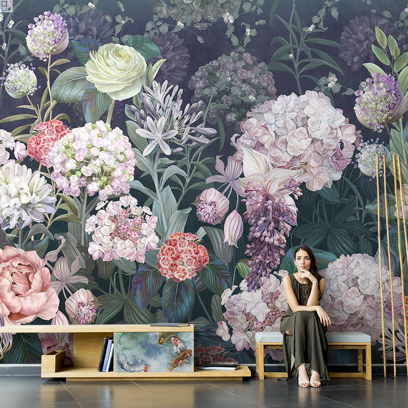 118 ''x 400'' papier peint floral non-tissé papier peint mural amovible texturé pour la décoration de la maison