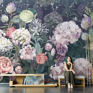 118 ''x 400'' 꽃 벽지 부직포 직물 질감 이동식 벽화 벽지 가정 장식