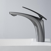 Robinet de lavabo noir en laiton moderne, monotrou, monocommande, eau chaude/froide, avec cartouche céramique, pour salle de bain, à poser sous le plan ou sur le dessus