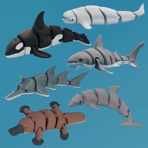 Jouet animal marin articulé et flexible en plastique imprimé en 3D, requin orca, nouveauté 2026, pour soulagement sensoriel du stress, vente en gros, personnalisable - Product Image 2