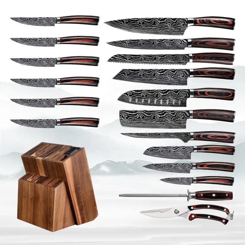 Couteau de chef avec japonais vg10 super noyau en acier double lame chasse sous-marine filet de poisson couteau à bonning