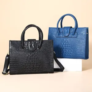 Guangzhou Supplier Custom ladies crocodile Cow leather handbags wholesale luxury Custom Alligator women tote bags