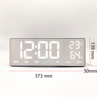 Horloge murale numérique personnalisée avec grand affichage LED de l'heure et de la température, télécommande, affichage de la semaine et de l'humidité, double alarme, pour salon, bureau, table