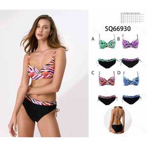 Ensemble bikini triangle deux pièces pour femme, maillot de bain d'été, haut de bikini dos nu, bas taille haute à nouer sur les côtés, nouveau, vente en gros sq66930 - Product Image 1