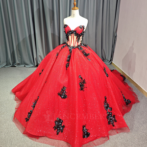 ชุดเดรสชีฟองสำหรับงาน Quinceanera รุ่น Dy5735 ประดับลูกไม้และลูกปัดอย่างสวยงาม ความยาวระดับข้อเท้า ทรงบอลกาวน์ แขนกุด - Product Image 2