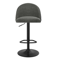Chaise de Bar de Comptoir de Cuisine à Hauteur Réglable Gris Foncé Moderne, Tabouret de Bar Pivotant en Velours pour Boîte de Nuit