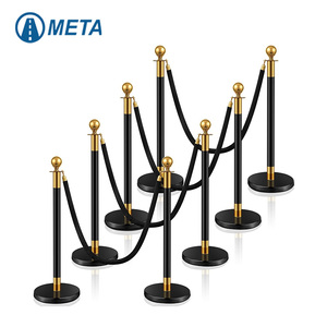 MetaRubber Stainless Steel Traffic Stand <strong>Crowd</strong> <strong>Control</strong> Queue <strong>Barrier</strong> Stanchions Red Carpet Poles Black Traffic <strong>Barriers</strong> - Product Image 1