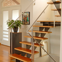 Escalier intérieur moderne et simple, pliable, en acier et bois, imperméable, anti-corrosion, haute résistance, durable et longue durée de vie