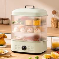 Cuiseur vapeur carré en plastique facile à utiliser 18L grande capacité 3 pneus cuiseurs vapeur électriques pour la cuisine