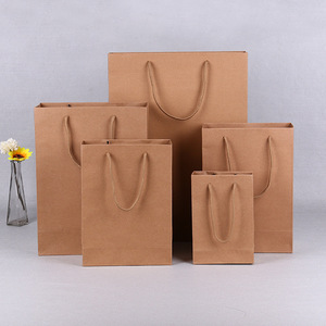 Sacs en papier kraft avec poignées torsadées, écologiques, emballage général, sac plat standard - Product Image 1